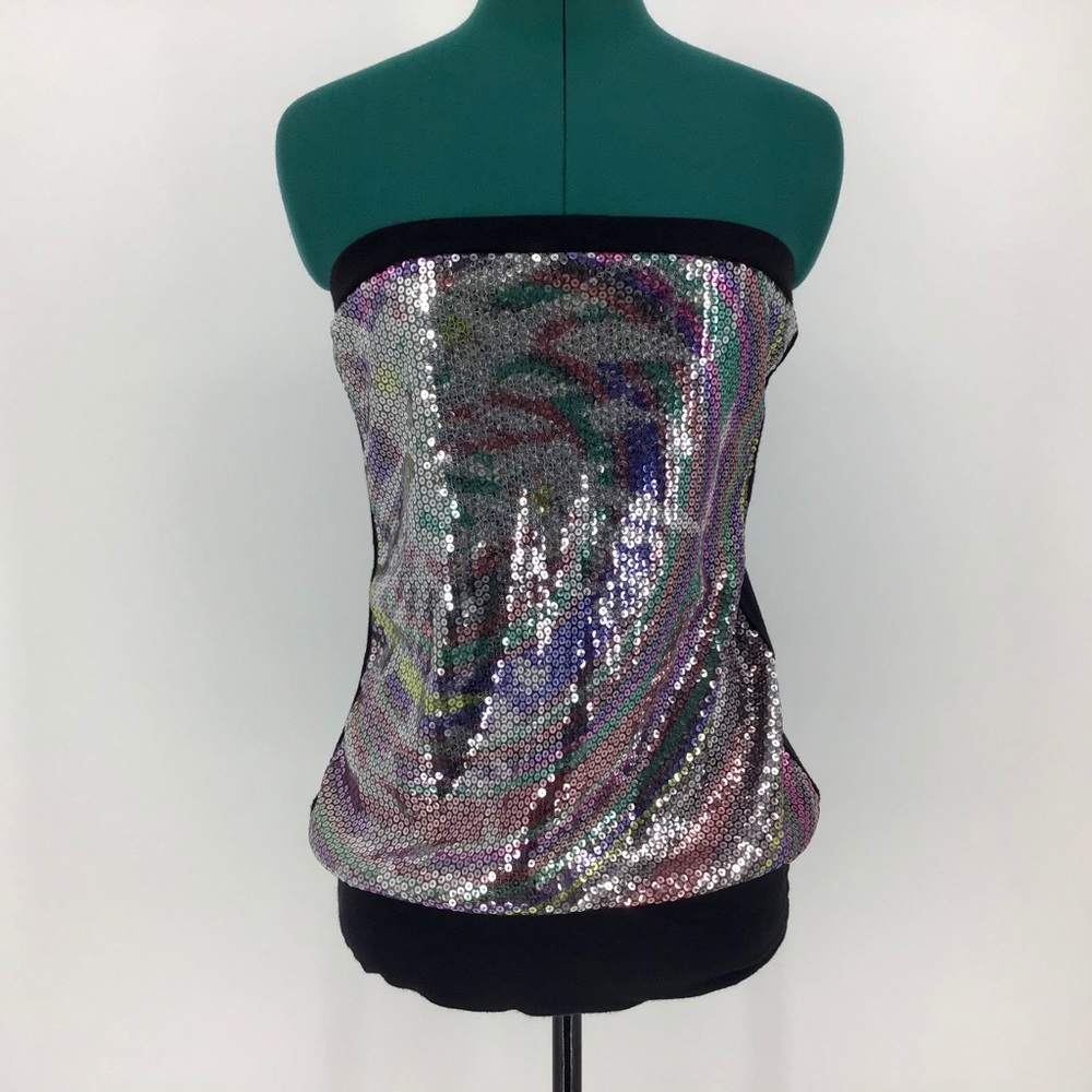 Topia Sequin Front Strapless Top, Medium